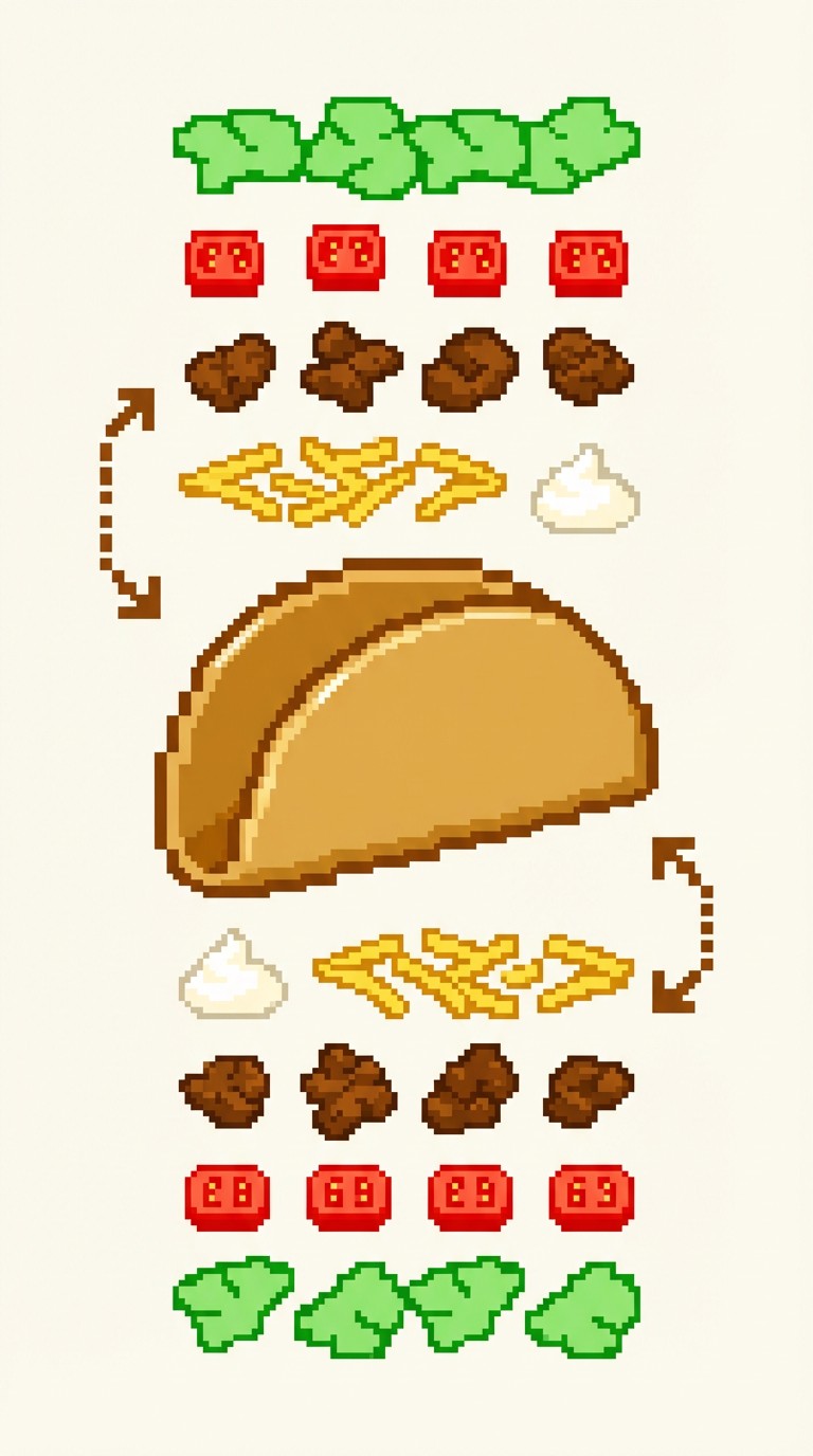 Free Pixel Taco Assembly Image - Taco, Pixel, Food | Download at StockCake