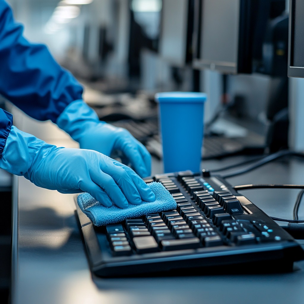 Computer Keyboard Hygiene Free Sanitizing Office Keyboard Image - Cleaning, Gloves, Keyboard ...