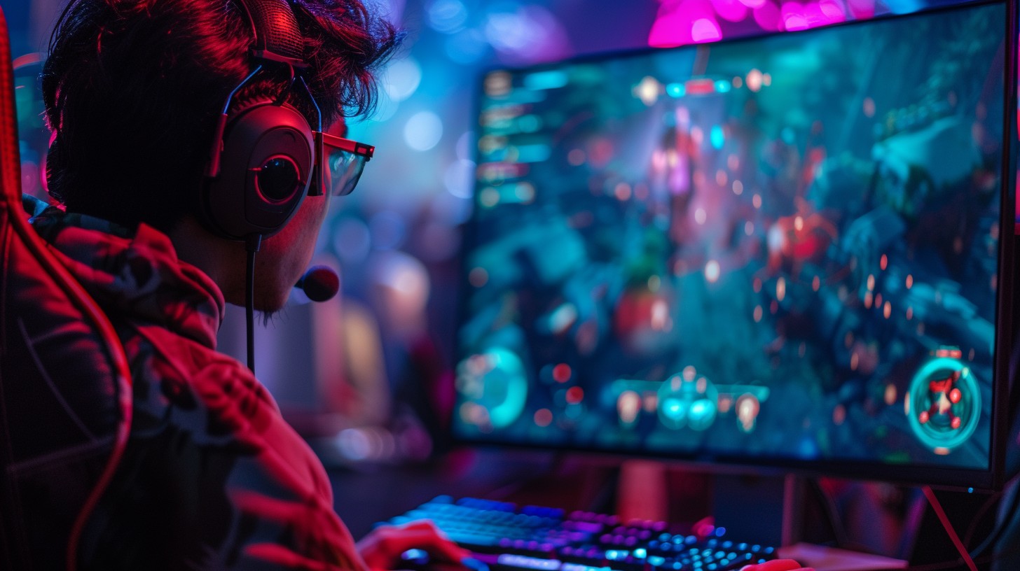 Download Gamer in action Image - Gaming, Gamer, Neon | StockCake