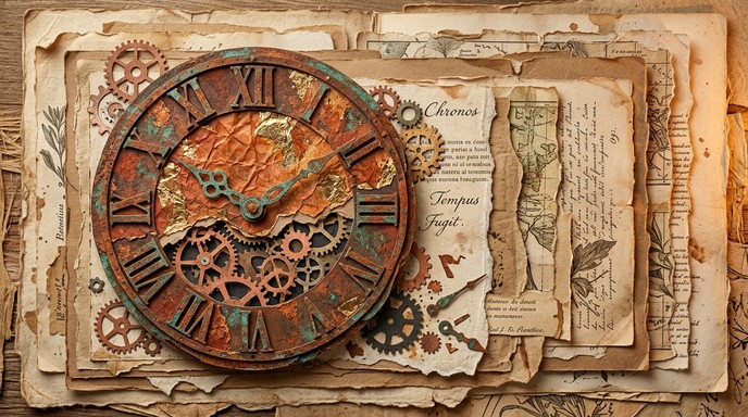 Free Vintage Clock Collage Image - Collage, Clock, Paper | Download at ...