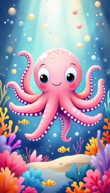 Free Playful Pink Octopus Image - Octopus, Underwater, Cute | Download ...