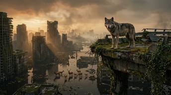 Free Nature Reclaims Civilization Image - Wolf, Deer, Apocalyptic ...