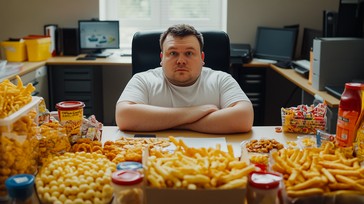 Food Over Load Free Unhealthy food overload Image - Man, Desk, Contemplative ...