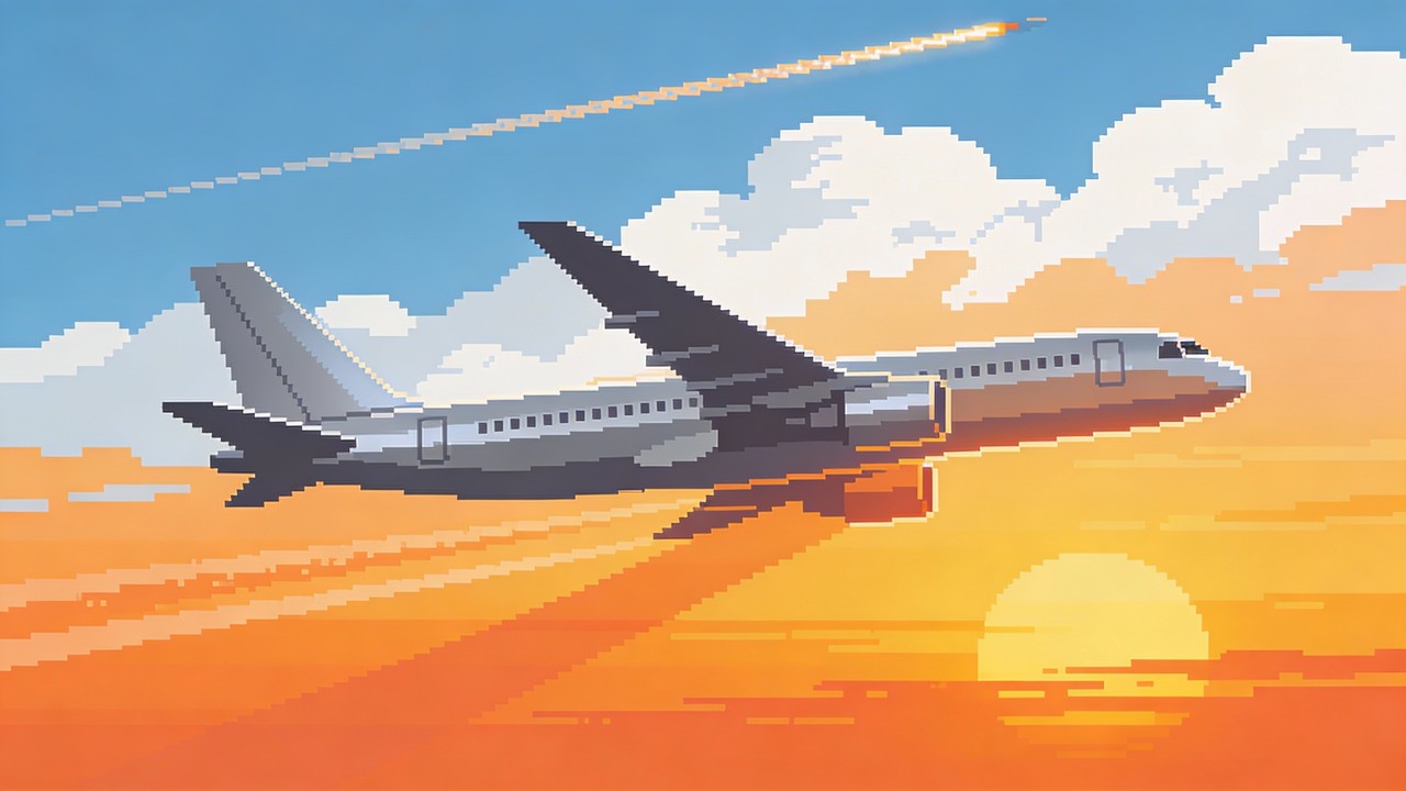 Free Sunset Pixel Flight Image - Airplane, Aircraft, Plane | Download ...