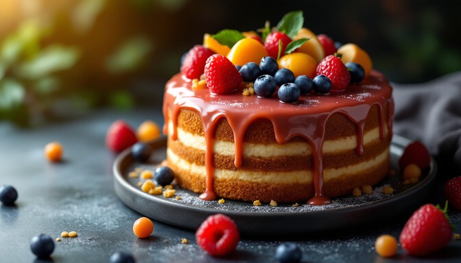 Free Glazed Fruit Cake Image | Download at StockCake