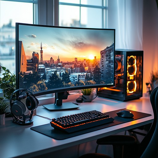 Computer Work Landscape Free Urban Sunset Workspace Image | Download at StockCake