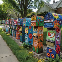 Free Colorful Mailboxes Row Image - Colorful, Suburban, Creative ...