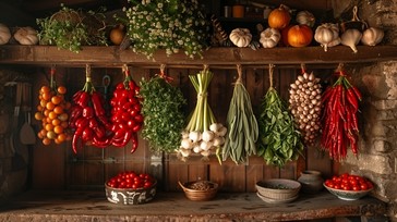 Rustic Seasoning Display Free Rustic Kitchen Display Image - Rustic, Kitchen, Vegetables ...