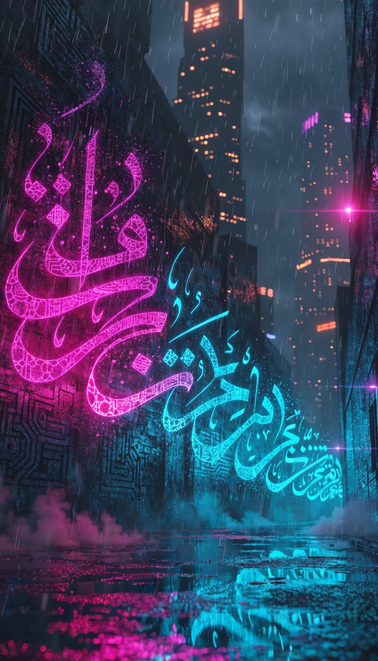 Free Neon Arabic Dreams Image - Calligraphy, Neon, Cyberpunk | Download ...