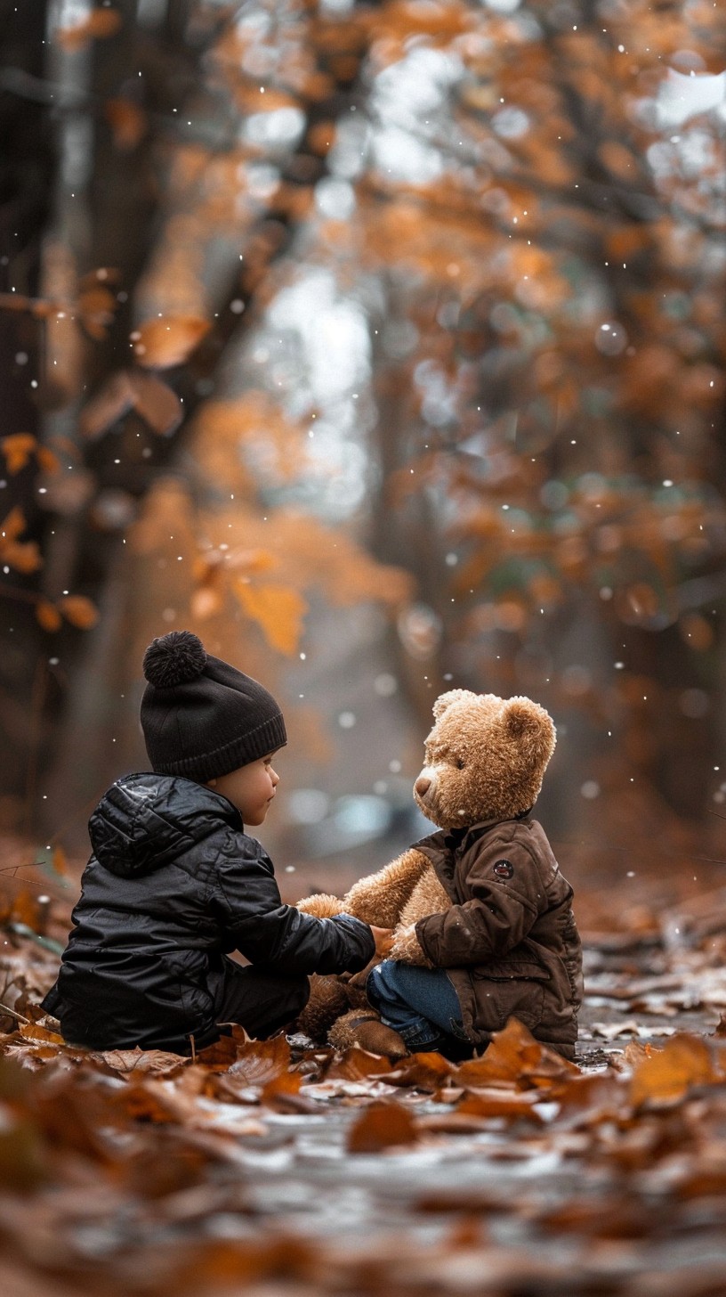 Teddy Playing Free Autumn Teddy Play Image - Autumn, Child, Teddy | Download at StockCake