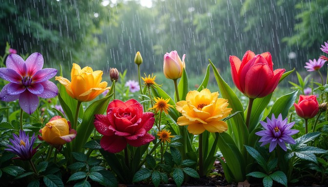 Free Rain-Kissed Flowers Image - Flowers, Rain, Raindrops | Download at ...