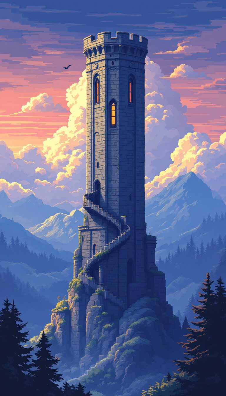 Free Pixel Castle Sunset Image - Tower, Castle, Pixel | Download at ...