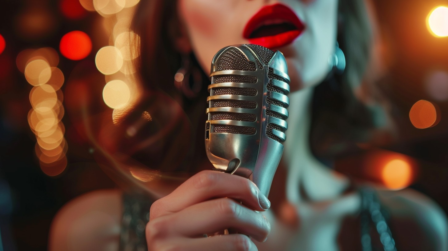 Singer Microphhone Free Sultry Singer's Microphone Image - Singer, Microphone, Red Lips ...