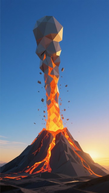 Volcano Geometric Free Vibrant Volcanic Geometry Image - Volcano, Cartoon, Minimal ...