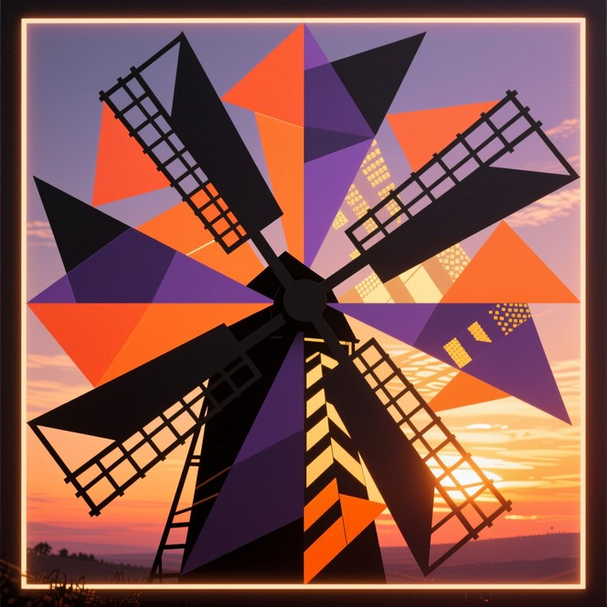 Free Windmill Sunset Pattern Image - Abstract, Geometric, Windmill ...