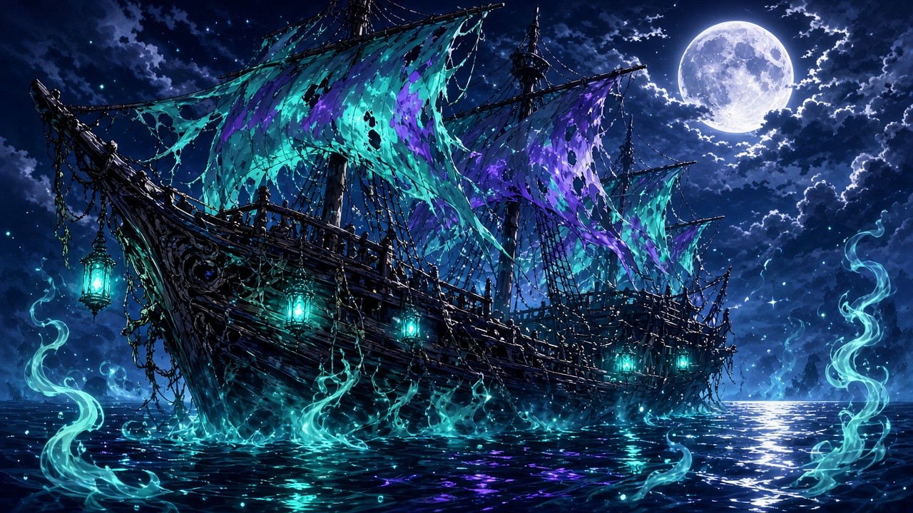 Download Glowing Ghost Ship Image - Ghost, Ship, Anime | StockCake