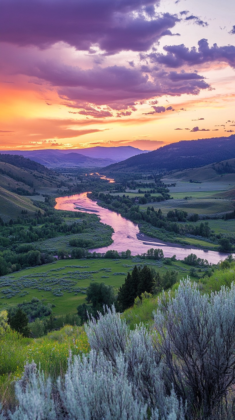 Free Sunset River View Image - Sunset, River, Valley | Download at ...
