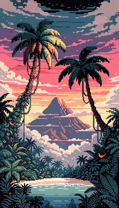 Free Pixel Paradise Sunset Image - Pixel, Retro, Tropical | Download at ...