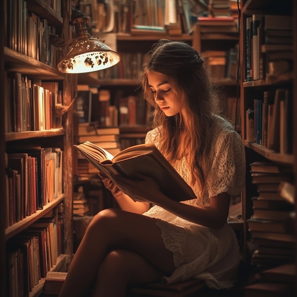 Library With Reading Free Reading in Library Image - Reading, Library, Woman | Download at ...