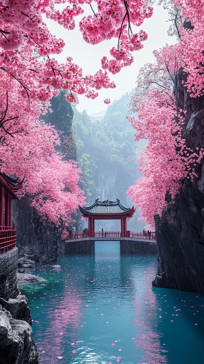 Free Enchanting Cherry Blossoms Image - Cherry, Blossoms, Waterfall ...