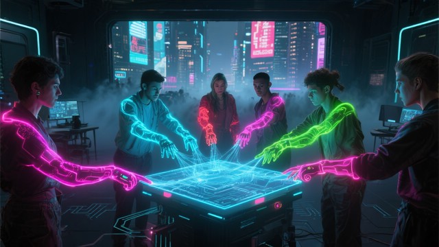 Free Neon Data Collaboration Image | Download at StockCake
