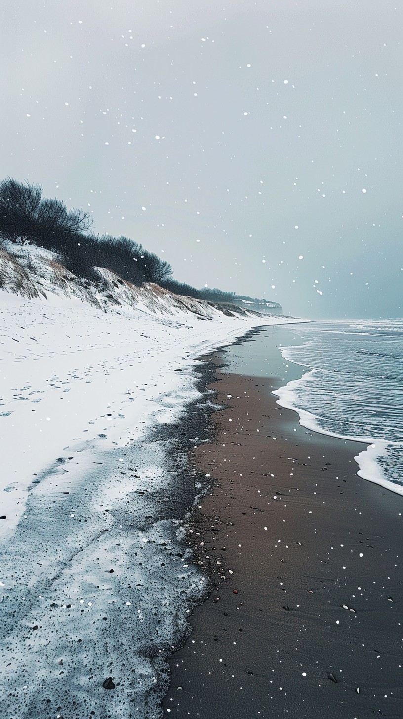 Free Snowy Beach Day Image - Winter, Beach, Snow | Download at StockCake
