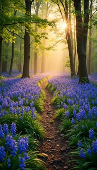 Sunlit Path In Springtime Free Enchanted Bluebell Path Image - Bluebells, Forest, Path | Download ...