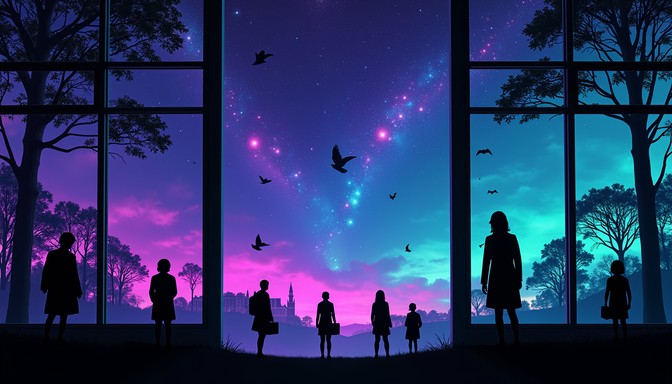 Free Cosmic Window Watchers Image - Silhouettes, Cosmic, Purple ...