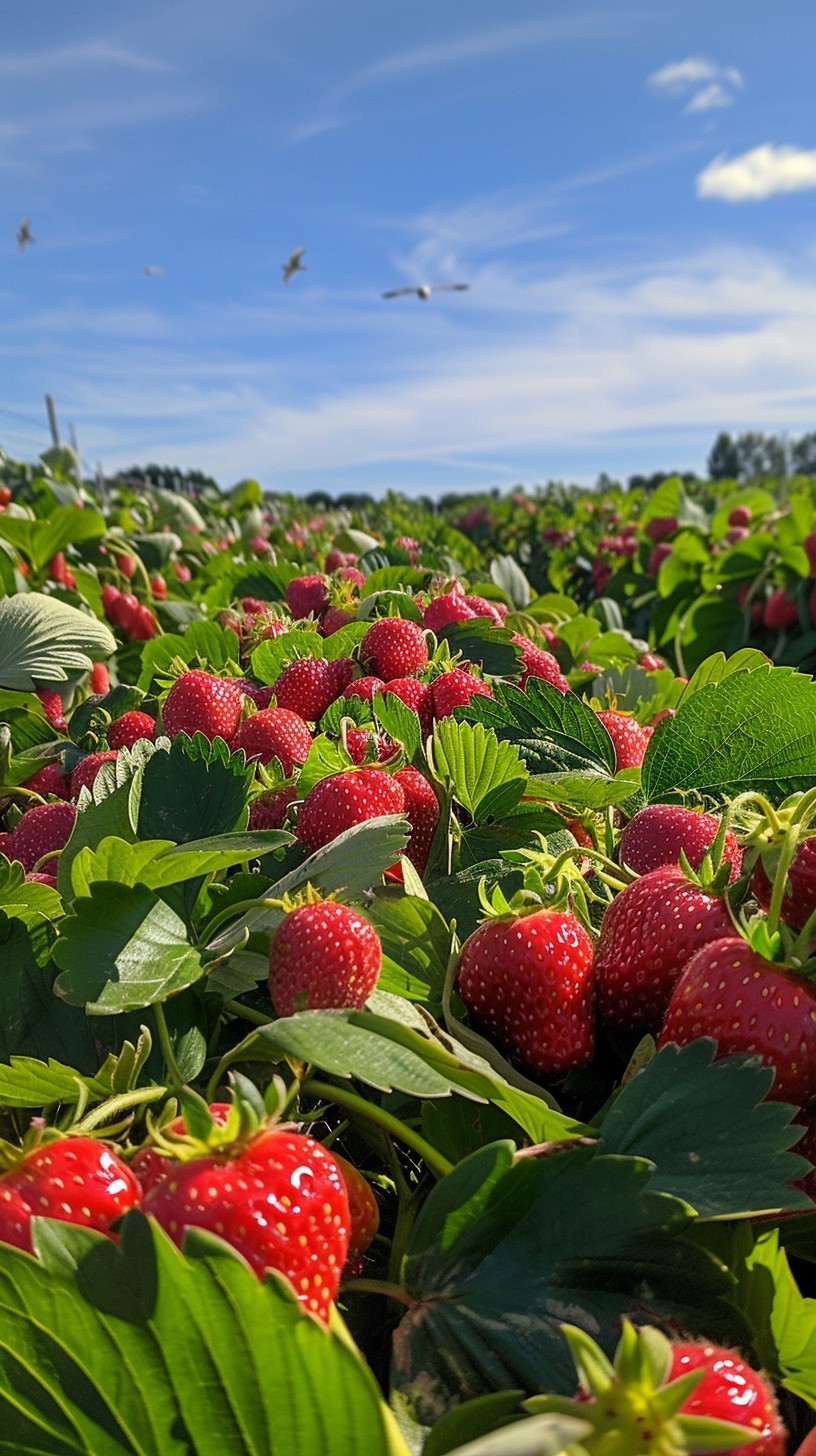Free Strawberry Field Splendor Image - Strawberries, Field, Sky ...