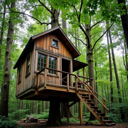 Free Woodland Treehouse Retreat Image - Treehouse, Forest, Wooden ...