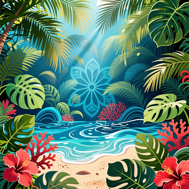 Tropical Map Texture Free Tropical Aqua Paradise Image - Tropical, Turquoise, Palms ...