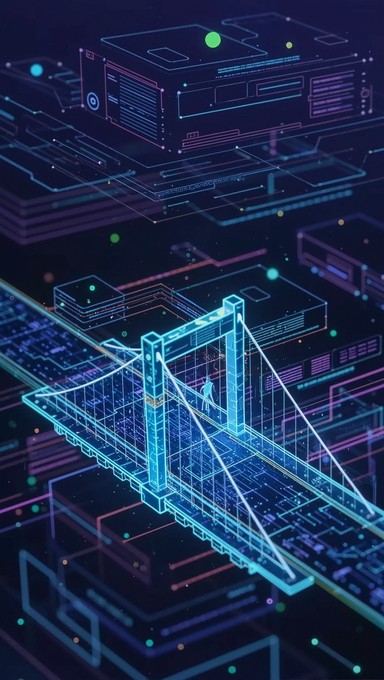 Free Digital Bridge Crossing Image - Cyberpunk, Futuristic, Digital ...