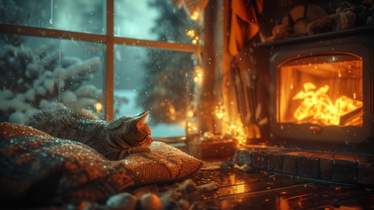 Free Cozy Fireplace Cat Image - Cat, Fireplace, Cozy | Download at ...
