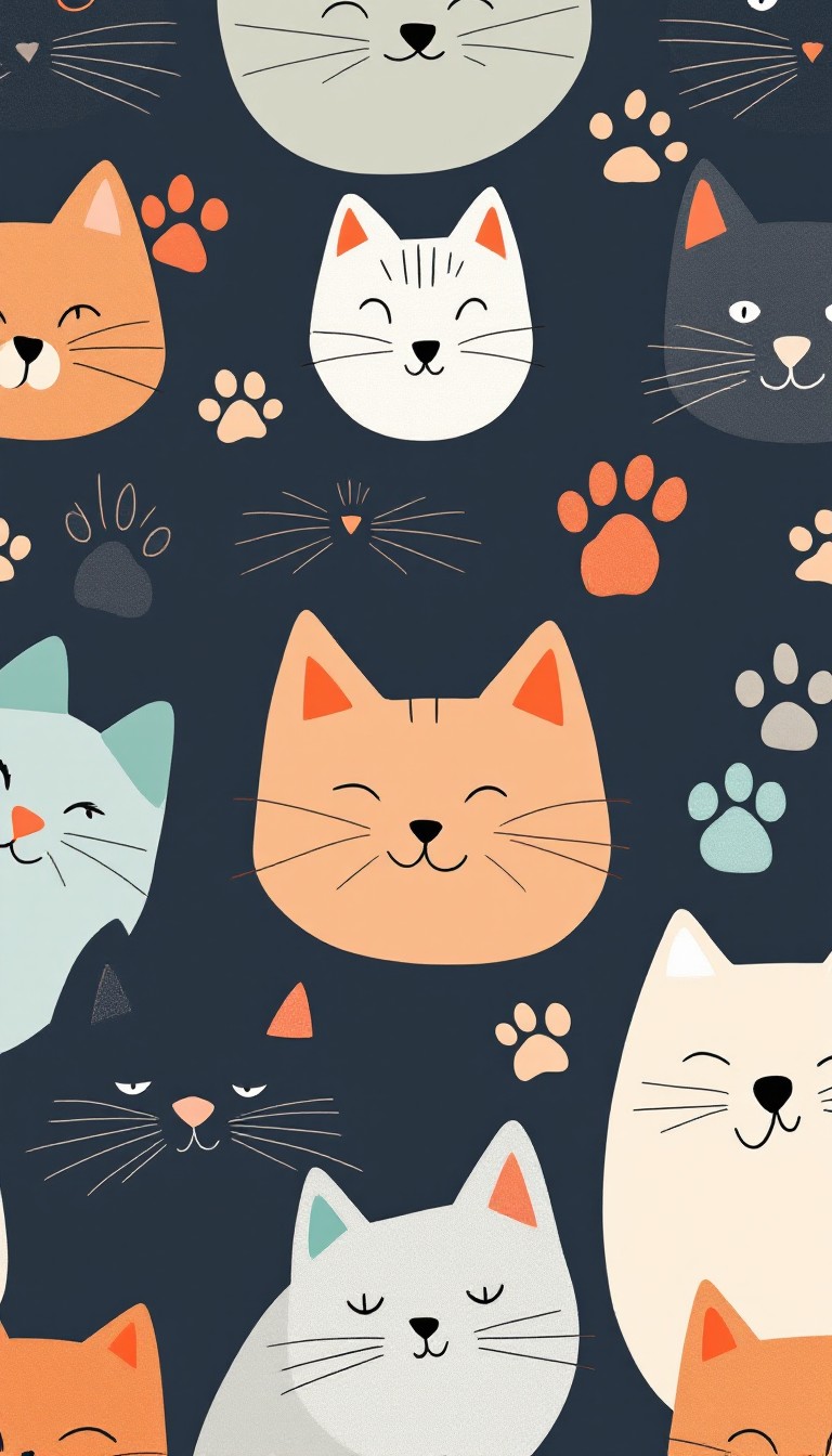 Playful Cat Pattern Free Playful Cat Pattern Image - Cats, Kawaii, Pattern | Download at ...