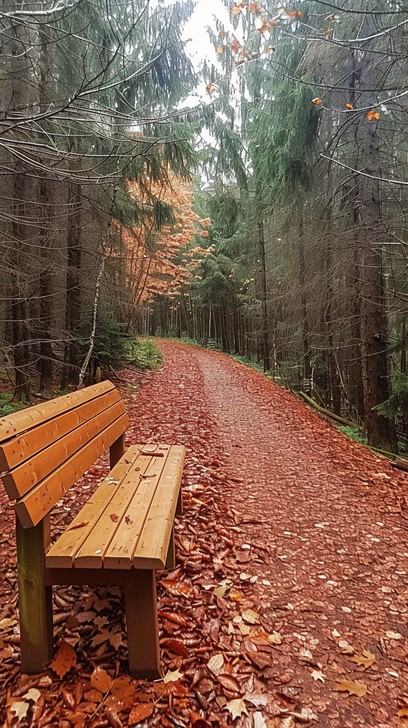 Free Forest Rest Stop Image - Forest, Bench, Pines | Download at StockCake