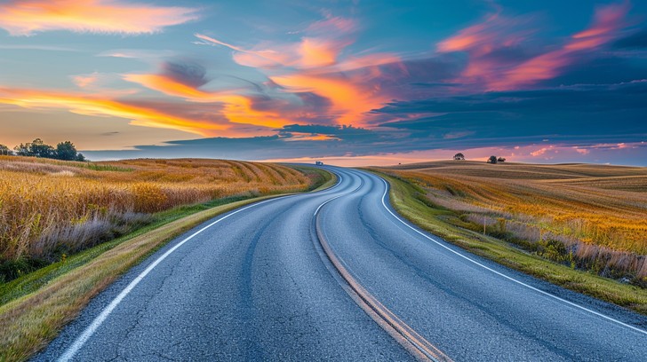 Free Rural Sunset Drive Image - Sunset, Rural, Road | Download at StockCake