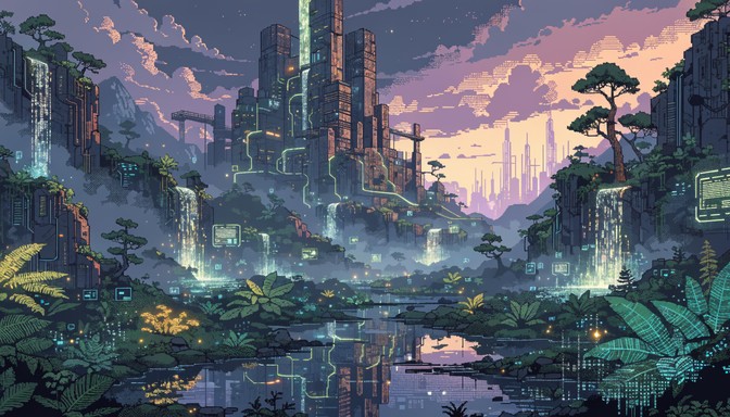 Free Cyberpunk Pixel Paradise Image - Cyberpunk, Pixel, Landscape ...