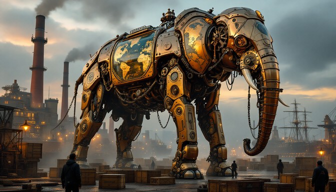 Free Steampunk Elephant Soars Image - Steampunk, Elephant, Mechanical ...