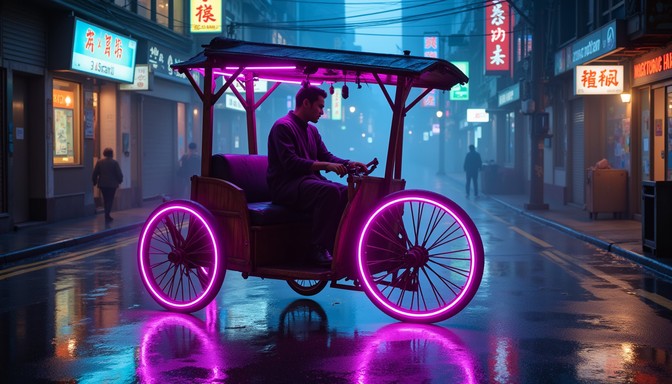 Free Neon Rickshaw Night Image - Cyberpunk, Neon, Rickshaw | Download ...