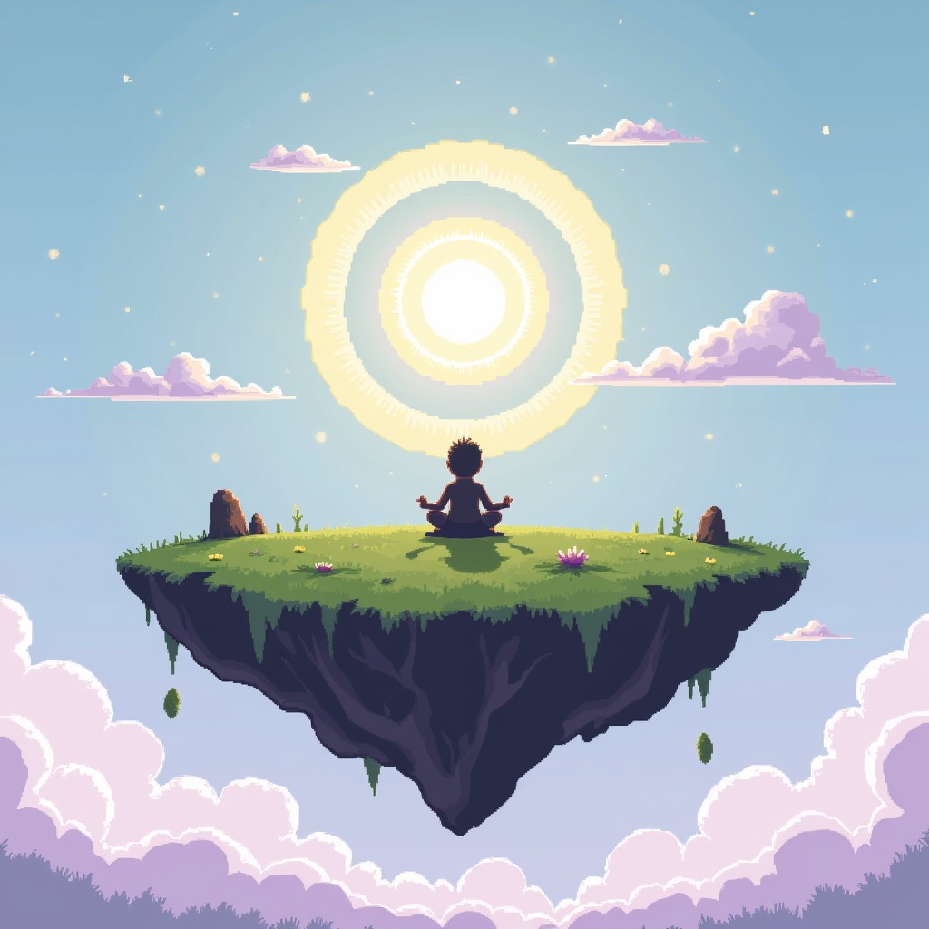 Free Tranquil Pixel Serenity Image - Meditation, Floating, Island ...