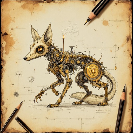 Free Clockwork Fox Sketch Image - Steampunk, Mechanical, Clockwork ...
