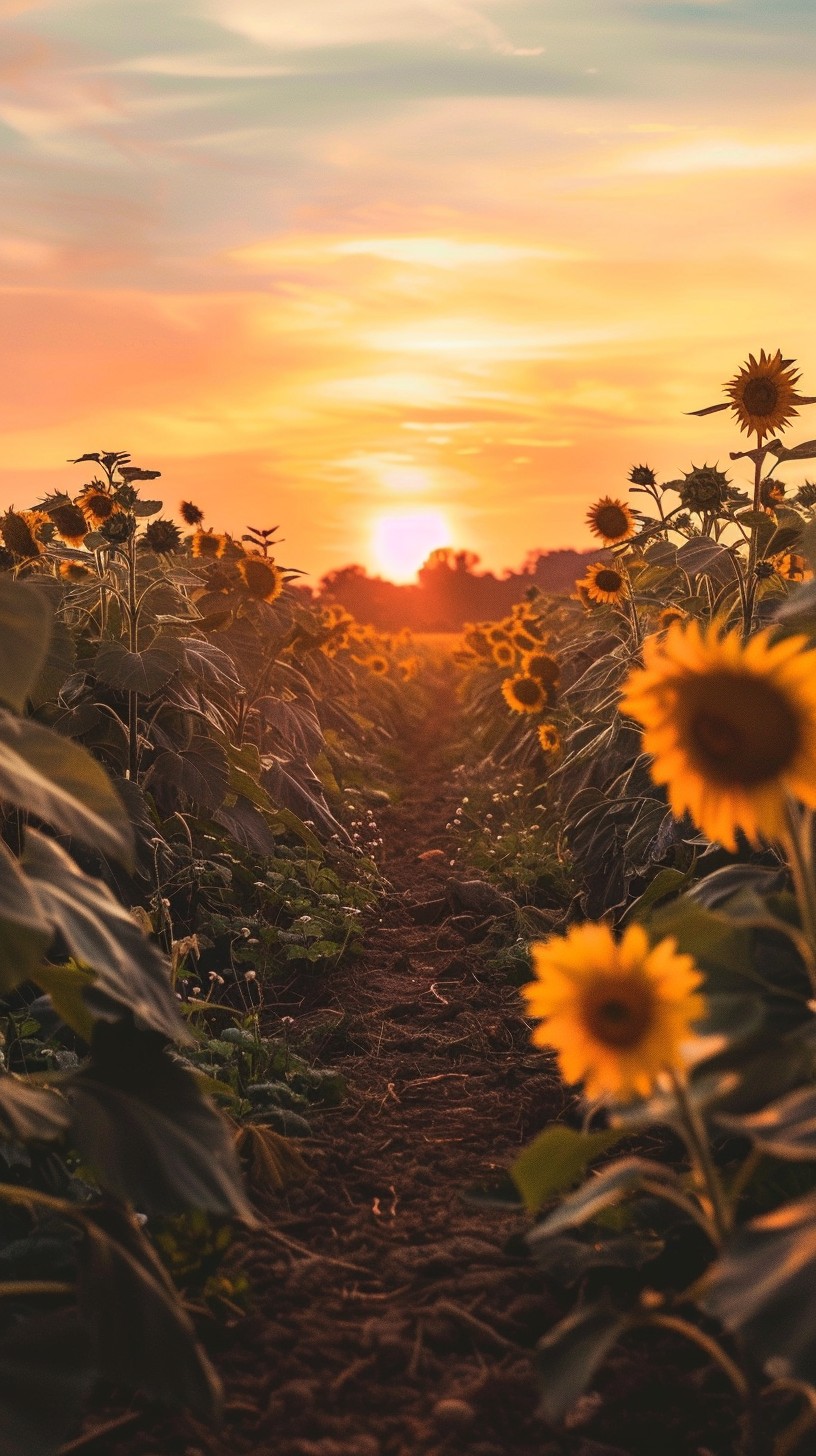 Free Sunset Sunflower Path Photo - Sunset, Sunflowers, Nature ...