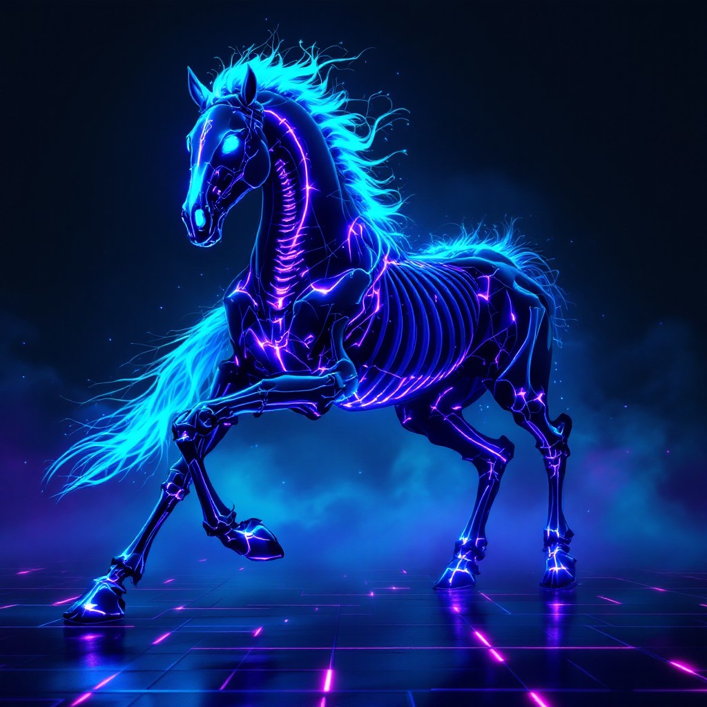 Free Neon Skeletal Steed Image - Horse, Skeleton, Equine | Download at ...