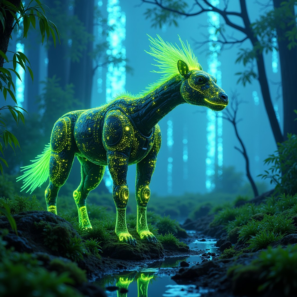 Free Neon Forest Spirit Image - Cybernetic, Horse, Neon | Download at ...