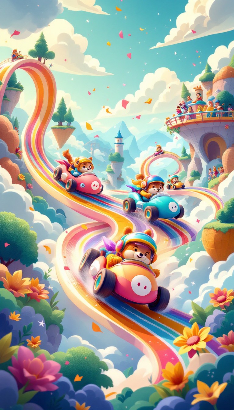 Cartoon Adventure Racing Background Free Rainbow Racing Adventure Image - Racing, Rainbow, Whimsical ...