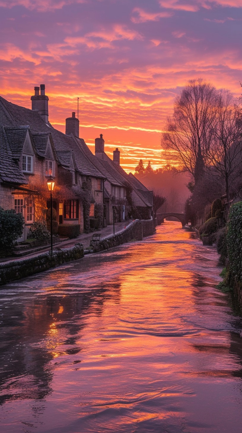 Free Sunset Riverside Charm Image - Sunset, Riverside, Village ...