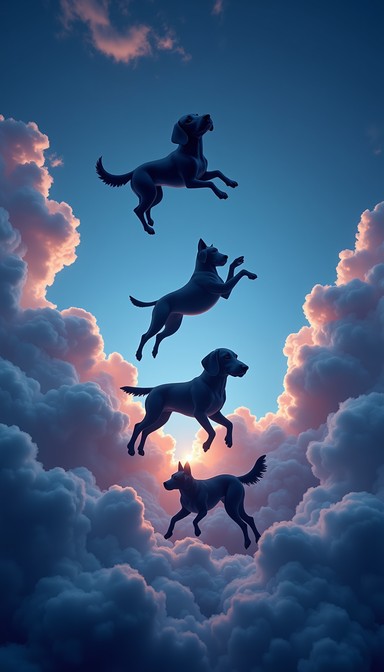 Free Celestial Leaping Dogs Image - Dogs, Silhouettes, Clouds ...