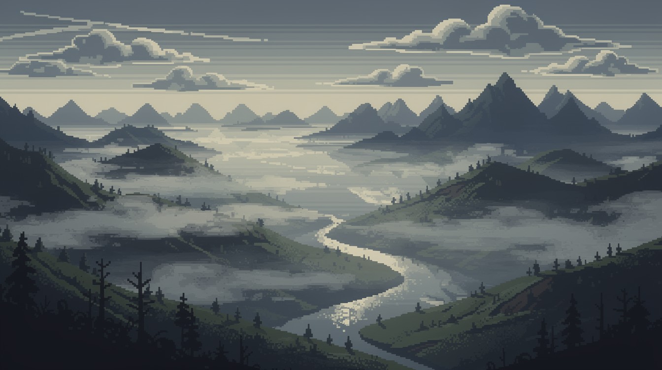 Free Misty Mountain Dawn Image - Pixel, Retro, Mountains | Download at ...