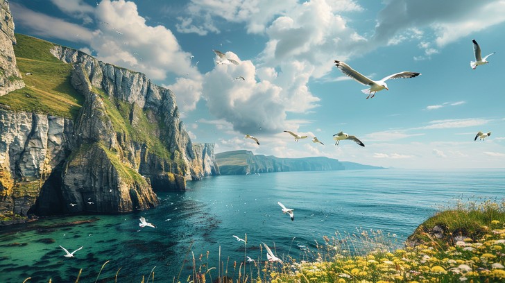 Free Seagulls Over Cliffs Image - Seagulls, Ocean, Cliffs | Download at ...