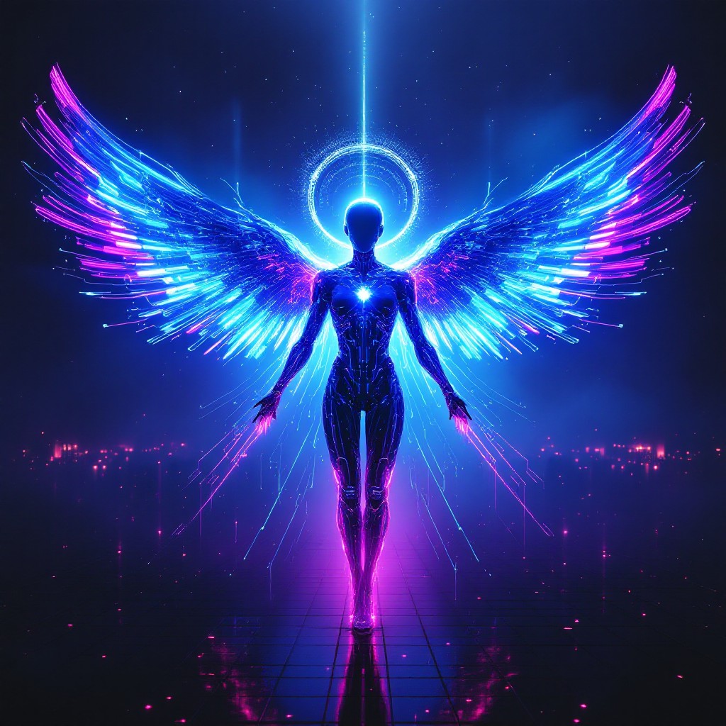 Free Neon Angel Rising Image - Angel, Cybernetic, Neon | Download at ...